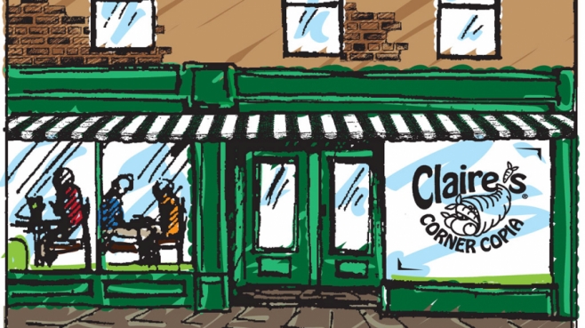 Claire’s Corner Copia restaurant illustration in New Haven